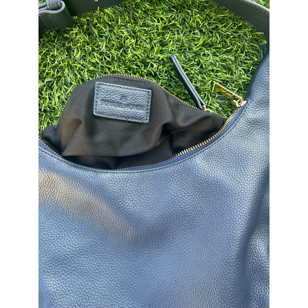 Tote Le Monde Navy Blue leather shoulder bag - Picture 3 of 9